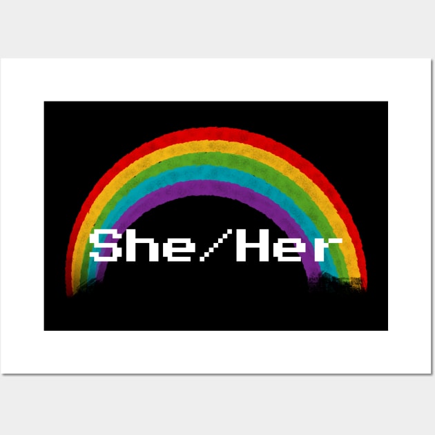 Rainbow Pronouns - She/Her Wall Art by FindChaos